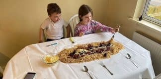 Mãe surpreende família ao servir jantar direto na mesa, sem louça: “Jantar divertido”