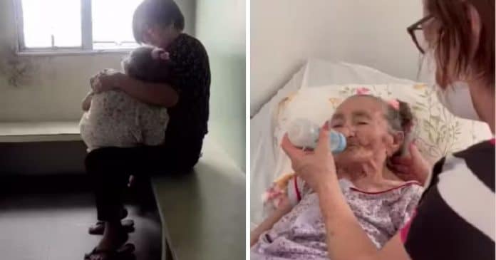 Vídeo de filha ninando a mãe de 92 anos com Alzheimer comove internautas: “Cuidou de mim, vou cuidar dela”
