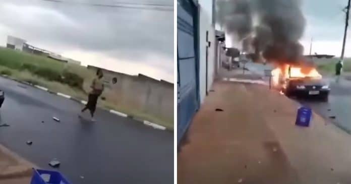 VÍDEO: Homem incendeia carro do genro com quem supostamente tem caso amoroso