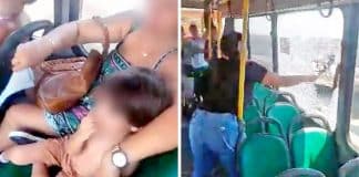 VÍDEO: Mãe quebra janela de ônibus no Rio após filho passar mal com o calor intenso