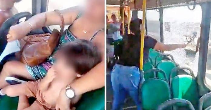 VÍDEO: Mãe quebra janela de ônibus no Rio após filho passar mal com o calor intenso