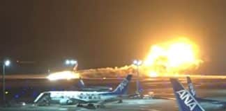 Avião pega fogo após colisão com avião que levava socorro ao terremoto no aeroporto de Tóquio