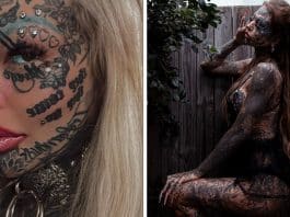 ‘Mulher mais tatuada’ da Austrália compartilha fotos chocantes de antes e depois das mudanças em seu corpo