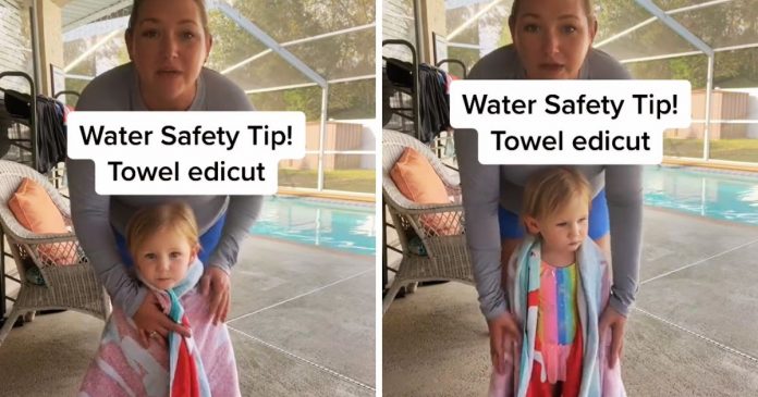 Professora de natação alerta erro mortal que os pais cometem com as toalhas dos filhos
