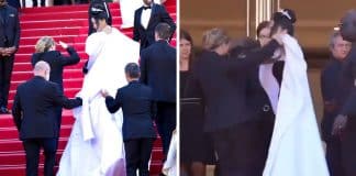 Segurança entra em confronto com atriz que queria revelar enorme vestido com imagem de Jesus no tapete vermelho