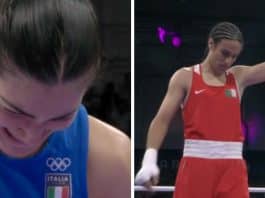 Boxeadora grita “isso é injusto” e cai de joelhos em lágrimas ao desistir da luta contra oponente olímpico “biologicamente masculino”