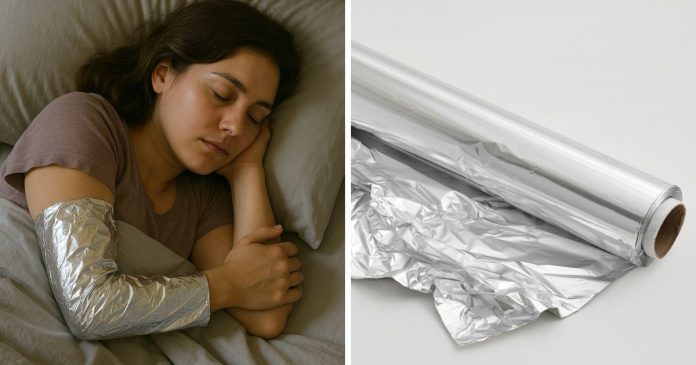 dormir-com-papel-aluminio-no-braco-a-tendencia-viral-que-promete-aliviar-dores-musculares Dormir com papel alumínio no braço: a tendência viral que promete aliviar dores musculares