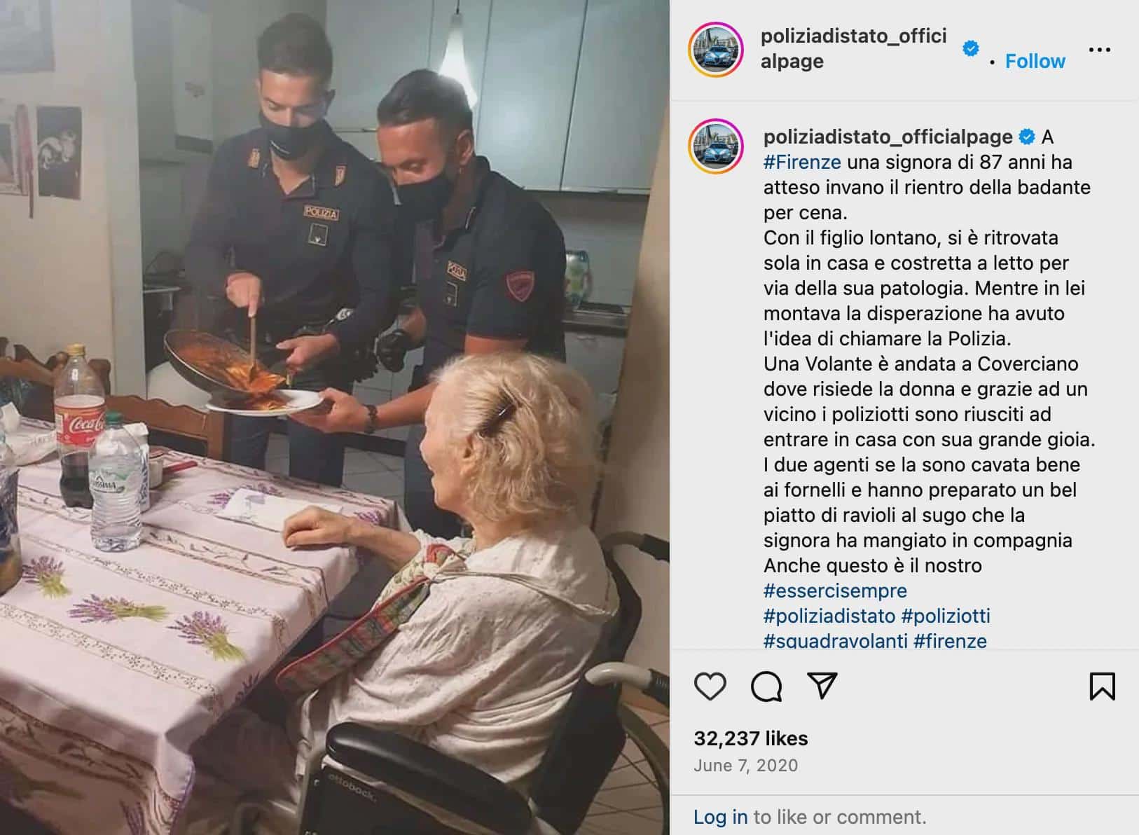 sabiaspalavras.com - Polícia italiana emociona ao preparar comida para idosa de 87 anos com fome que ligou desesperada para a emergência