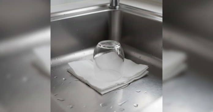 É por este motivo que você deve SEMPRE deixar uma folha de papel e um copo virado para baixo na pia antes de viajar