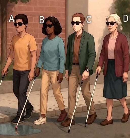 sabiaspalavras.com - Apenas 1 em cada 10 pessoas descobre a verdade: quem est&aacute; fingindo ser cego nesta imagem?