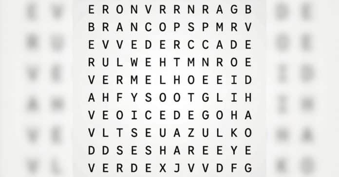 A primeira COR que você ver nesse caça-palavras tem uma mensagem importante para você hoje (não ignore!)