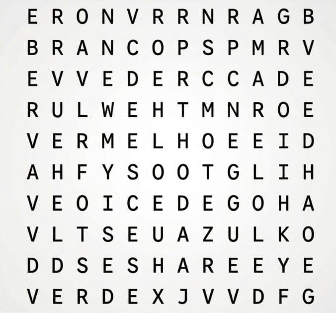 sabiaspalavras.com - A primeira COR que voc&ecirc; ver nesse ca&ccedil;a-palavras tem uma mensagem importante para voc&ecirc; hoje (n&atilde;o ignore!)