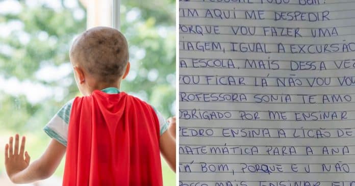 Carta de despedida de menino de 11 anos com câncer terminal comove o mundo: “Vou fazer uma viagem, mas desta vez não vou voltar”