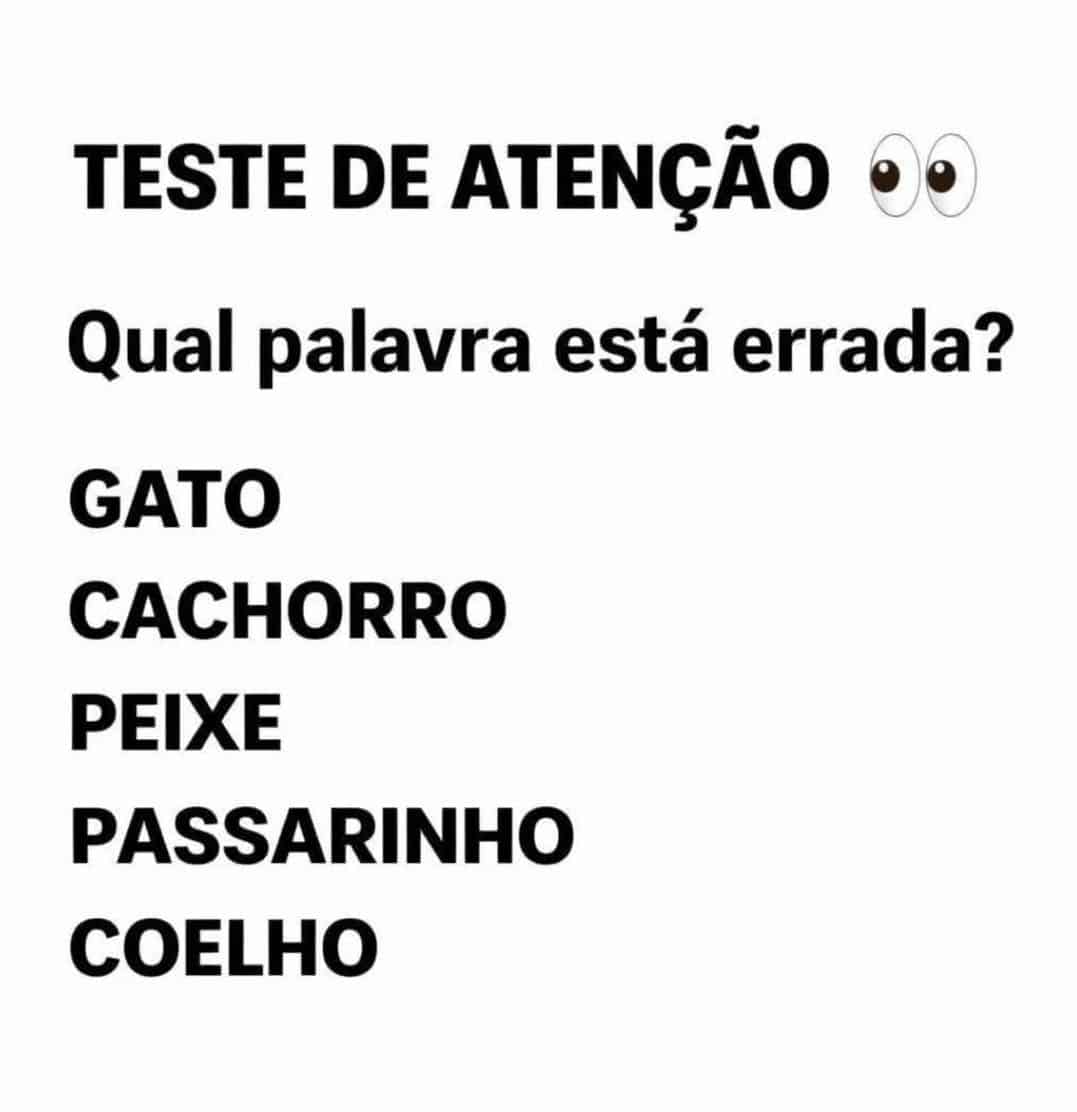 sabiaspalavras.com - 99% das pessoas erram este Teste de Aten&ccedil;&atilde;o: "Qual palavra est&aacute; errada?"
