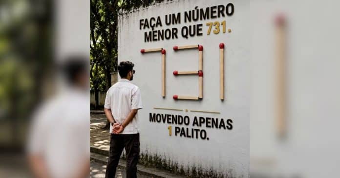 O desafio que parece impossível: mova apenas 1 palito e transforme 731 em um número menor