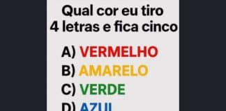 Qual cor você precisa tirar 4 letras para que sobre o número cinco? Poucos acertam esse desafio intrigante!