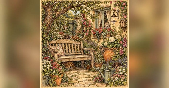 Seis cães escondidos em um jardim: desafio visual Há 6 cães escondidos neste jardim: você consegue encontrar todos?